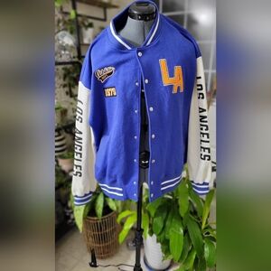 H&M Blue and White Varsity Jacket